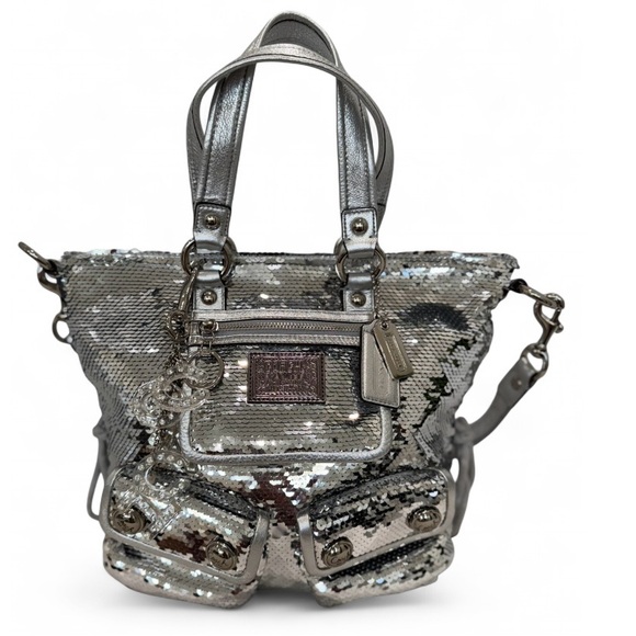 Coach Handbags - RARE Vintage New Coach Poppy Limited Edition Sequin Spotlight Silver Tote #13821